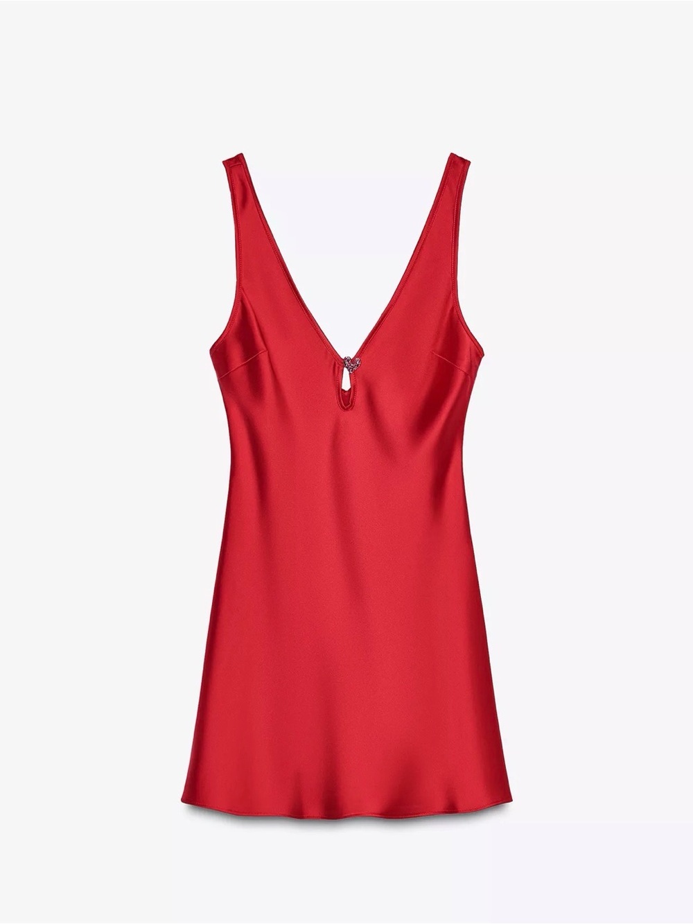 Zara Red Satin V‑Neck Slip Dress